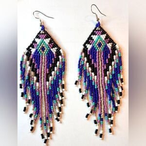 Purple Beaded Earrings